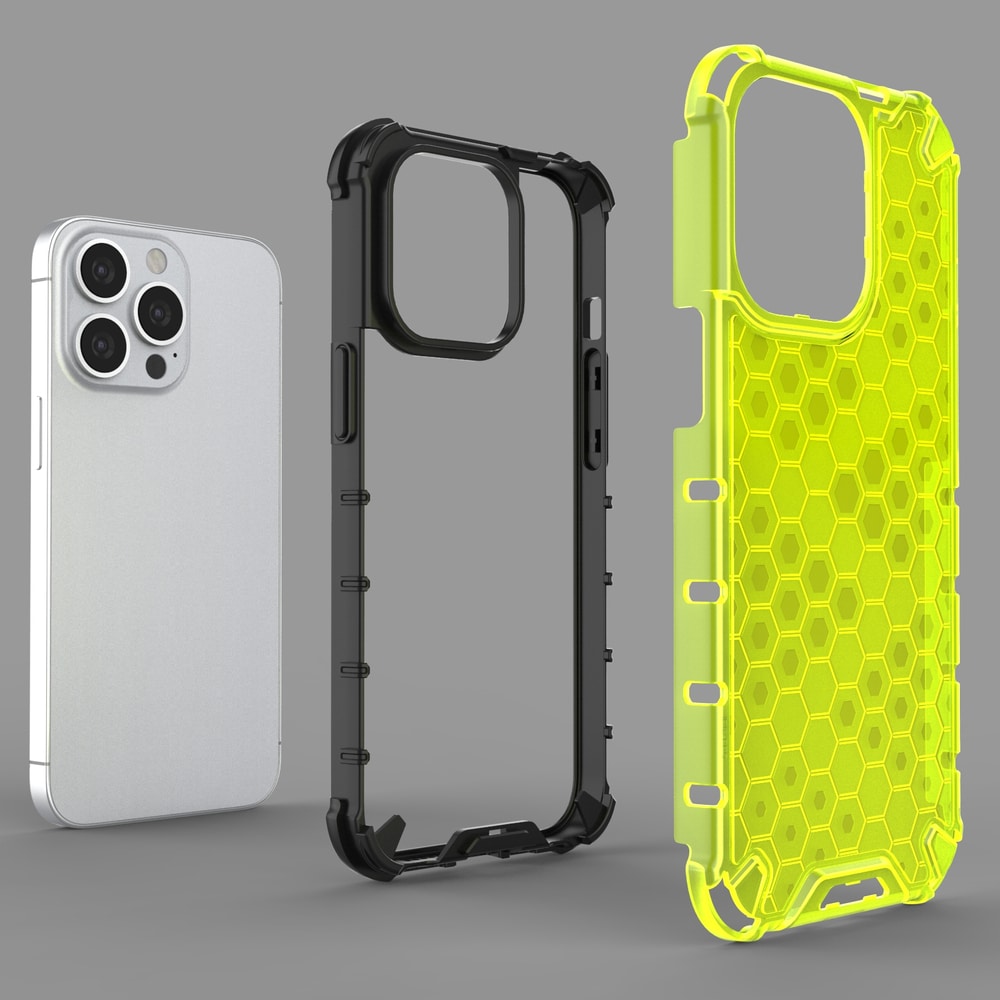 Honeycomb Case pansredeksel med TPU støtfanger for iPhone 13 Pro grønn
