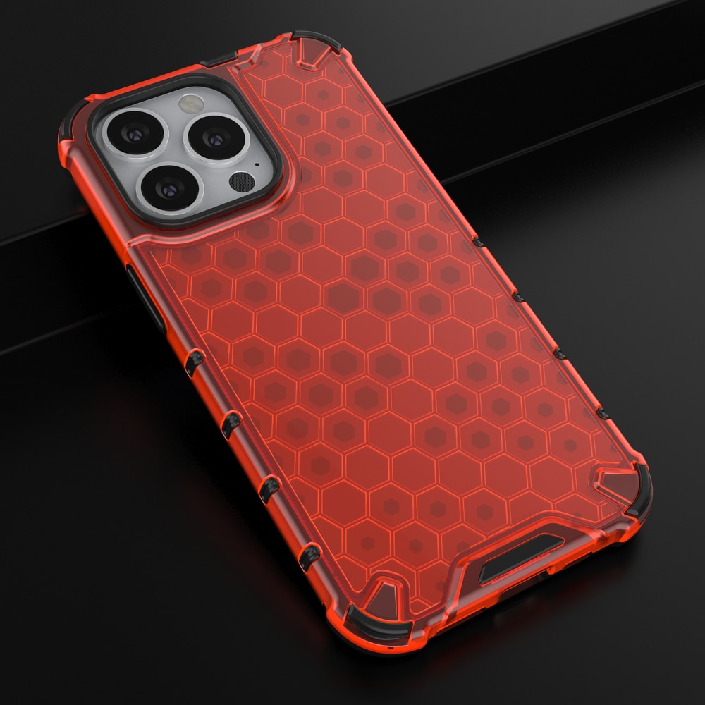 Honeycomb Case pansredeksel med TPU støtfanger for iPhone 13 Pro rød
