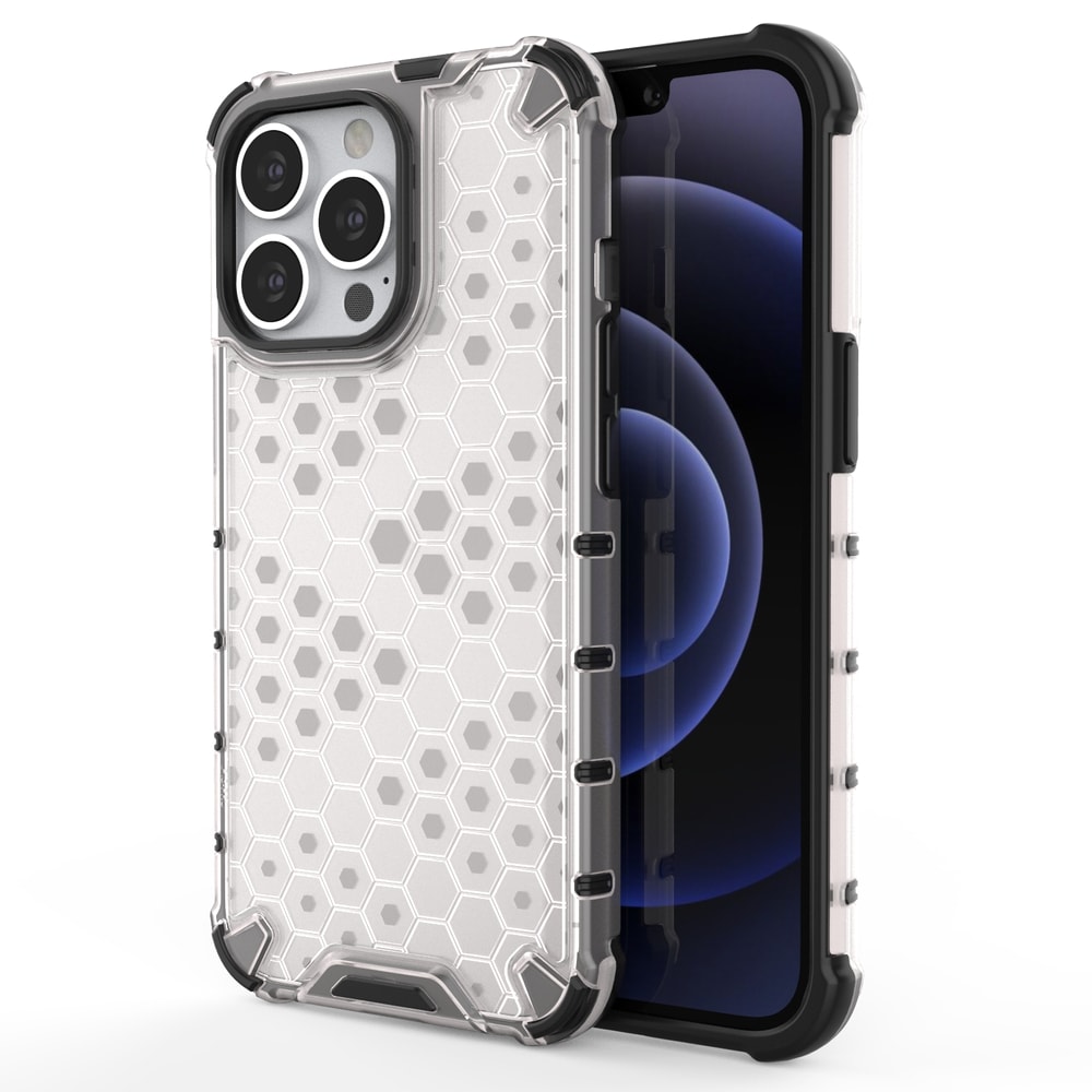 Honeycomb Case pansredeksel med TPU støtfanger for iPhone 13 Pro gjennomsiktig