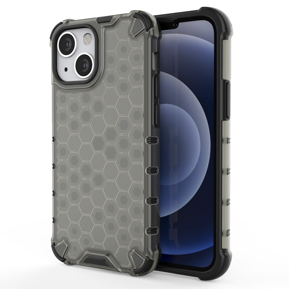 Honeycomb Case pansredeksel med TPU støtfanger for iPhone 13 mini svart