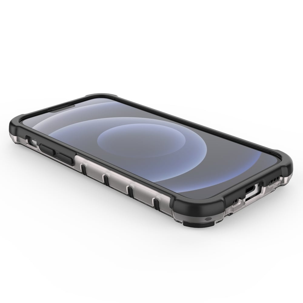 Honeycomb Case pansredeksel med TPU støtfanger for iPhone 13 mini svart