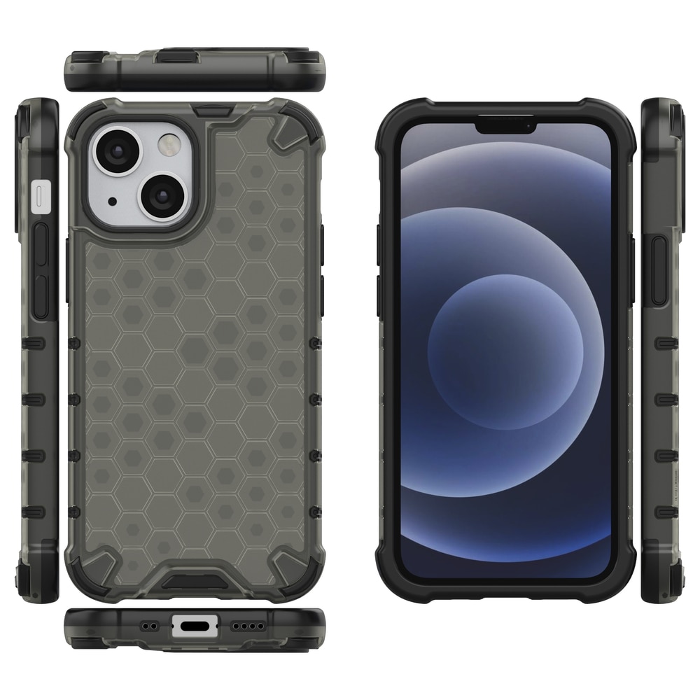 Honeycomb Case pansredeksel med TPU støtfanger for iPhone 13 mini svart