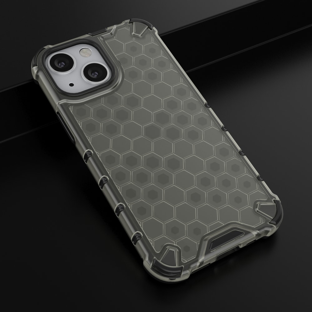 Honeycomb Case pansredeksel med TPU støtfanger for iPhone 13 mini svart