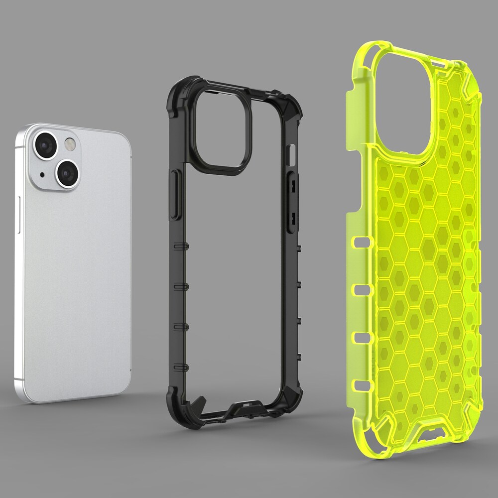 Honeycomb Case pansredeksel med TPU støtfanger for iPhone 13 mini svart