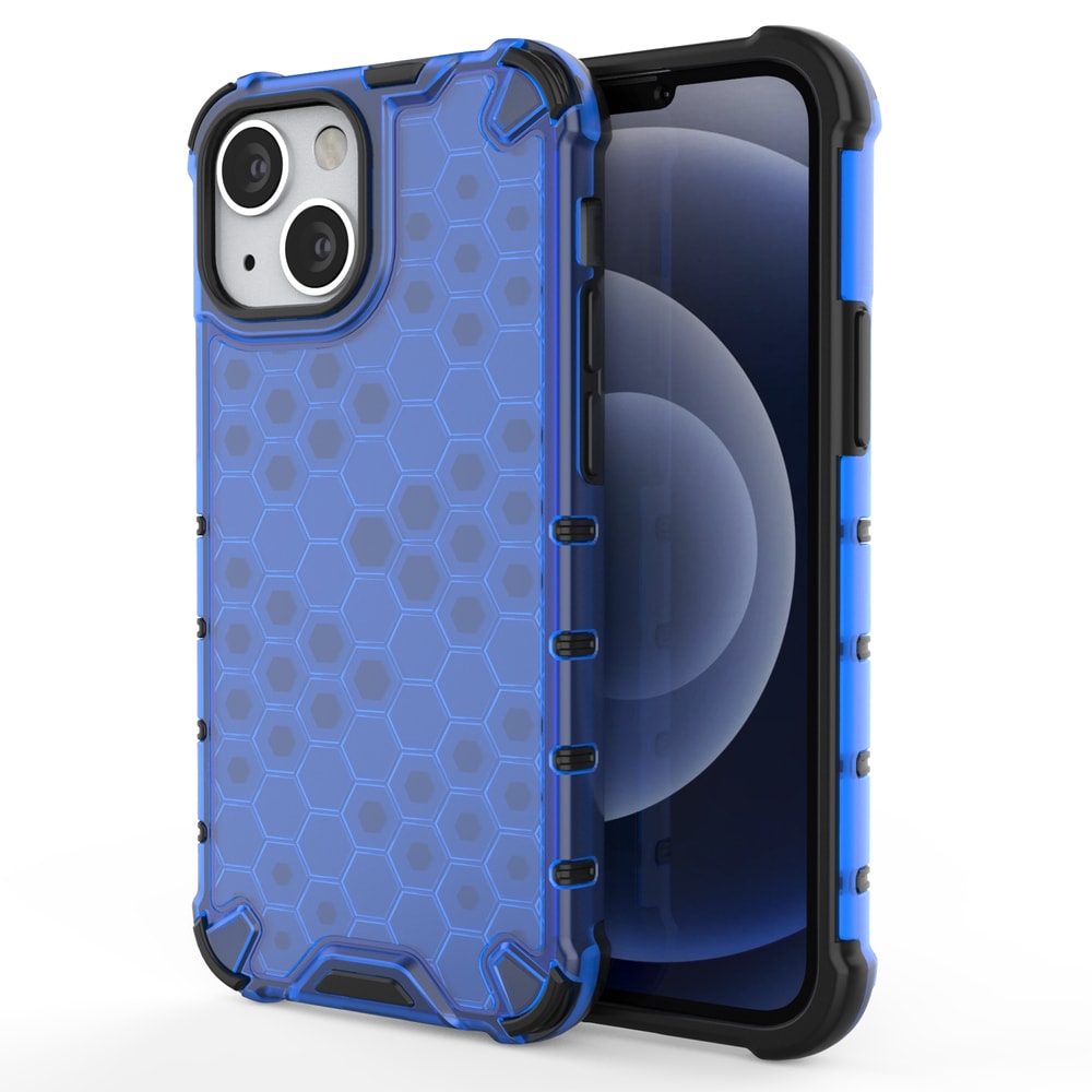 Honeycomb Case pansredeksel med TPU støtfanger for iPhone 13 mini blå