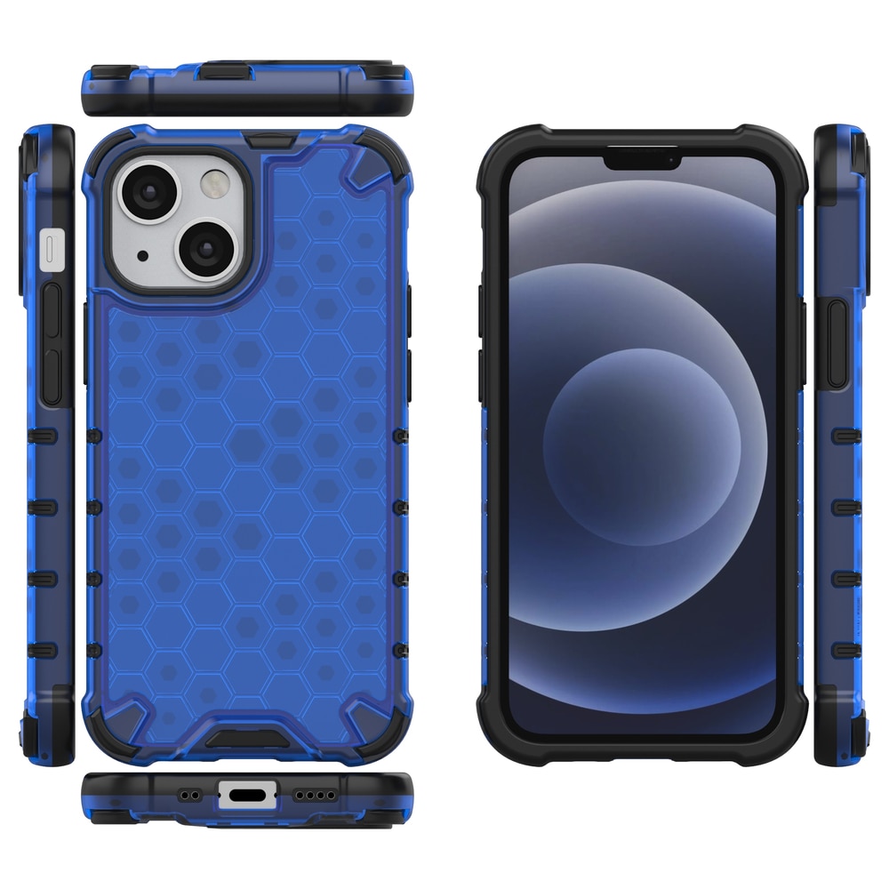 Honeycomb Case pansredeksel med TPU støtfanger for iPhone 13 mini blå