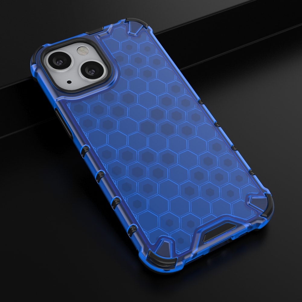 Honeycomb Case pansredeksel med TPU støtfanger for iPhone 13 mini blå