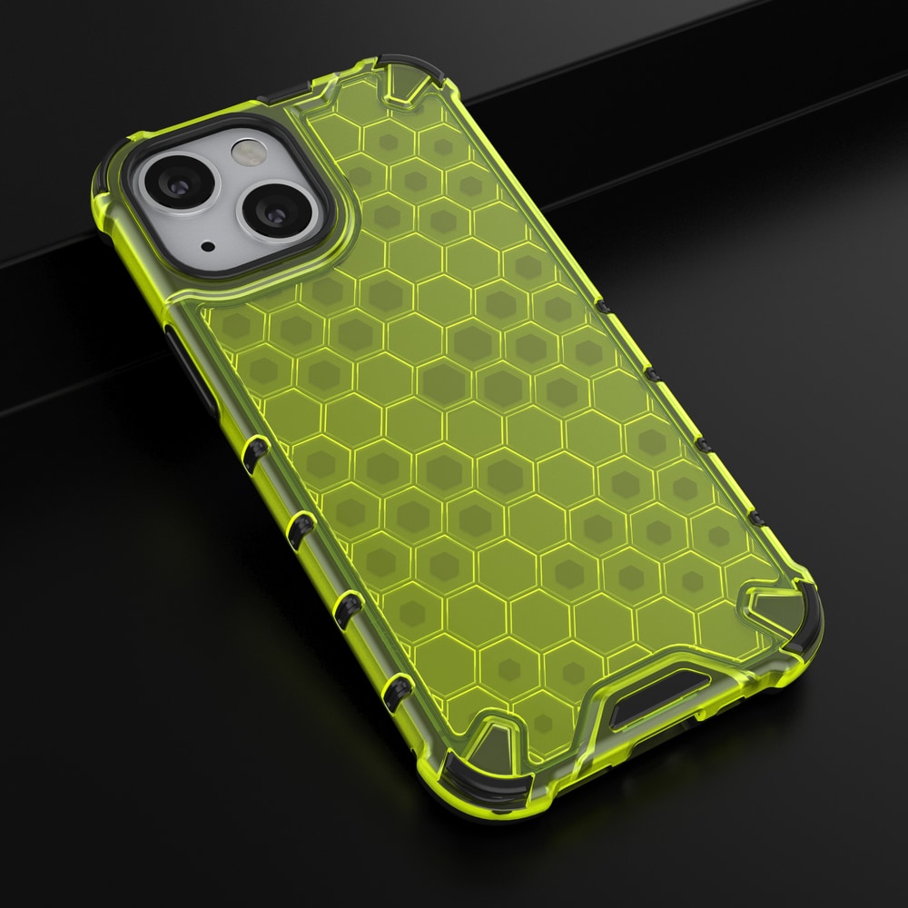 Honeycomb Case pansredeksel med TPU støtfanger for iPhone 13 mini grønn
