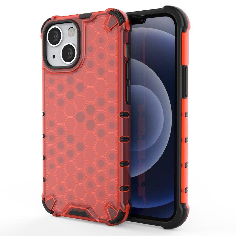 Honeycomb Case pansredeksel med TPU støtfanger for iPhone 13 mini rød