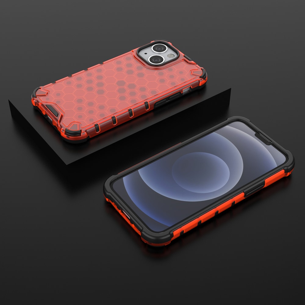 Honeycomb Case pansredeksel med TPU støtfanger for iPhone 13 mini rød