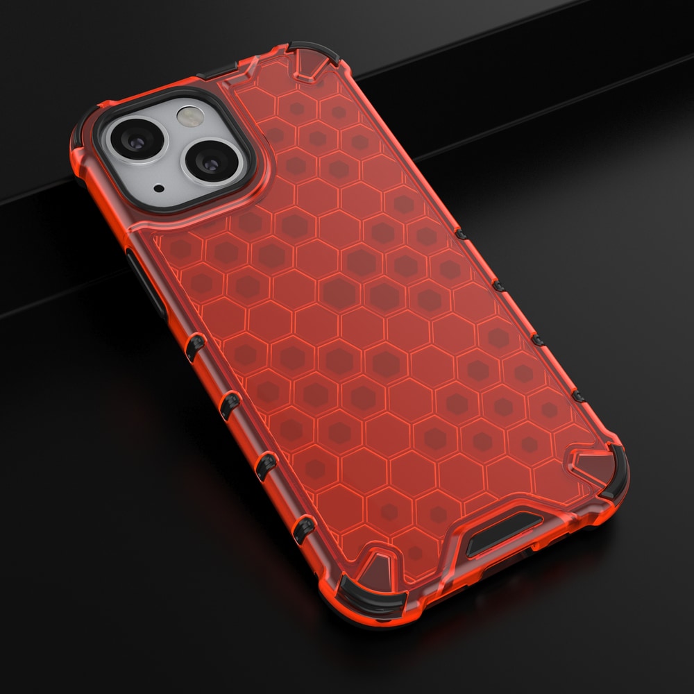 Honeycomb Case pansredeksel med TPU støtfanger for iPhone 13 mini rød