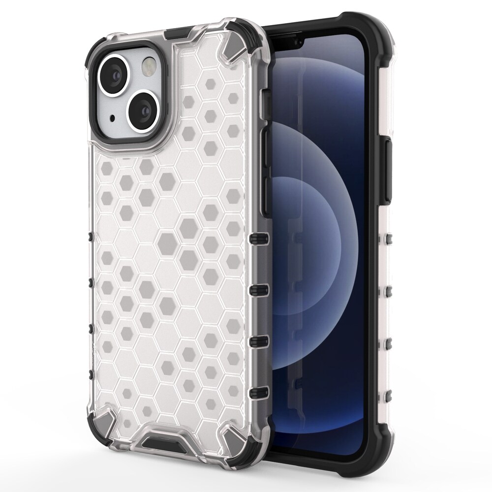 Honeycomb Case pansredeksel med TPU støtfanger for iPhone 13 mini gjennomsiktig