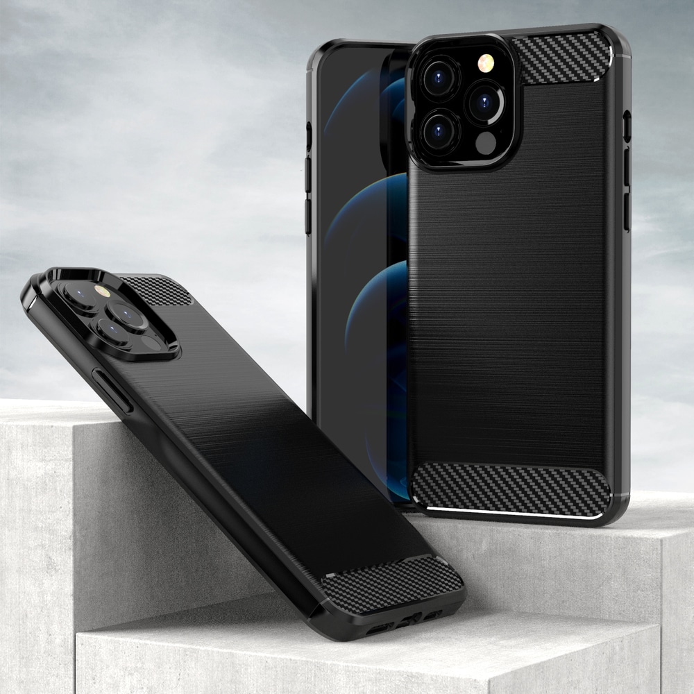 Carbon Case fleksibelt TPU-deksel for iPhone 13 Pro Max svart