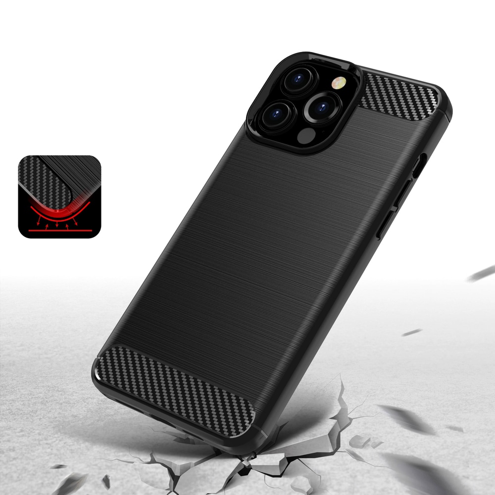 Carbon Case fleksibelt TPU-deksel for iPhone 13 Pro Max svart