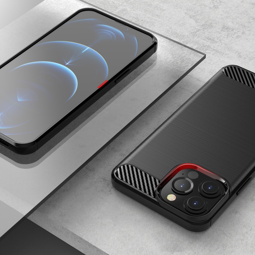 Carbon Case fleksibelt TPU-deksel for iPhone 13 Pro Max svart