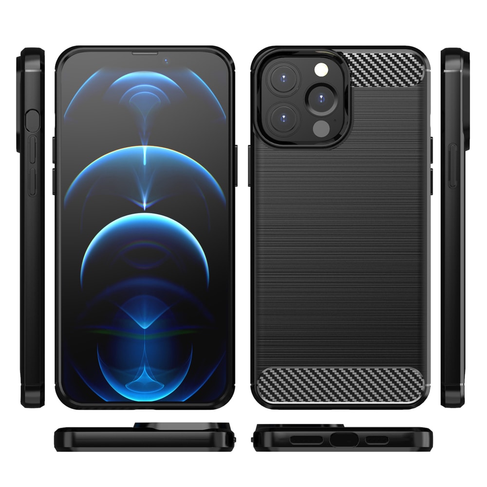 Carbon Case fleksibelt TPU-deksel for iPhone 13 Pro Max svart