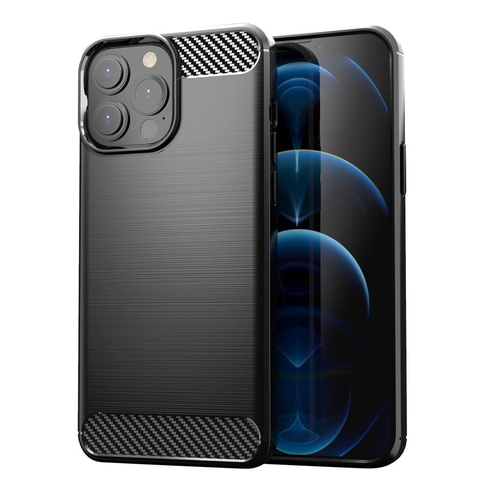 Carbon Case fleksibelt TPU-deksel for iPhone 13 Pro svart