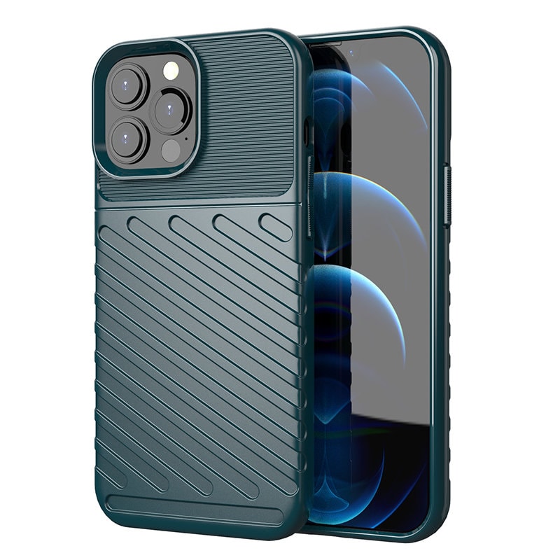 Thunder Case fleksibelt, robust TPU-deksel for iPhone 13 Pro Max grønn