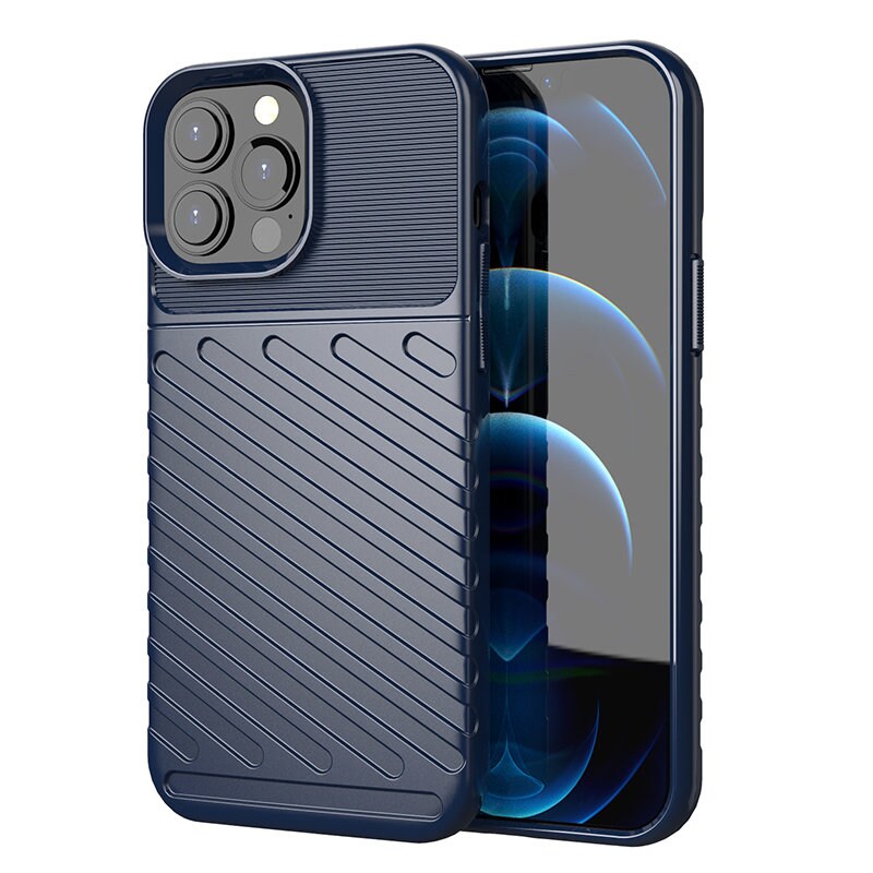 Thunder Case Fleksibelt, tøft og robust TPU-deksel for iPhone 13 Pro Max blå