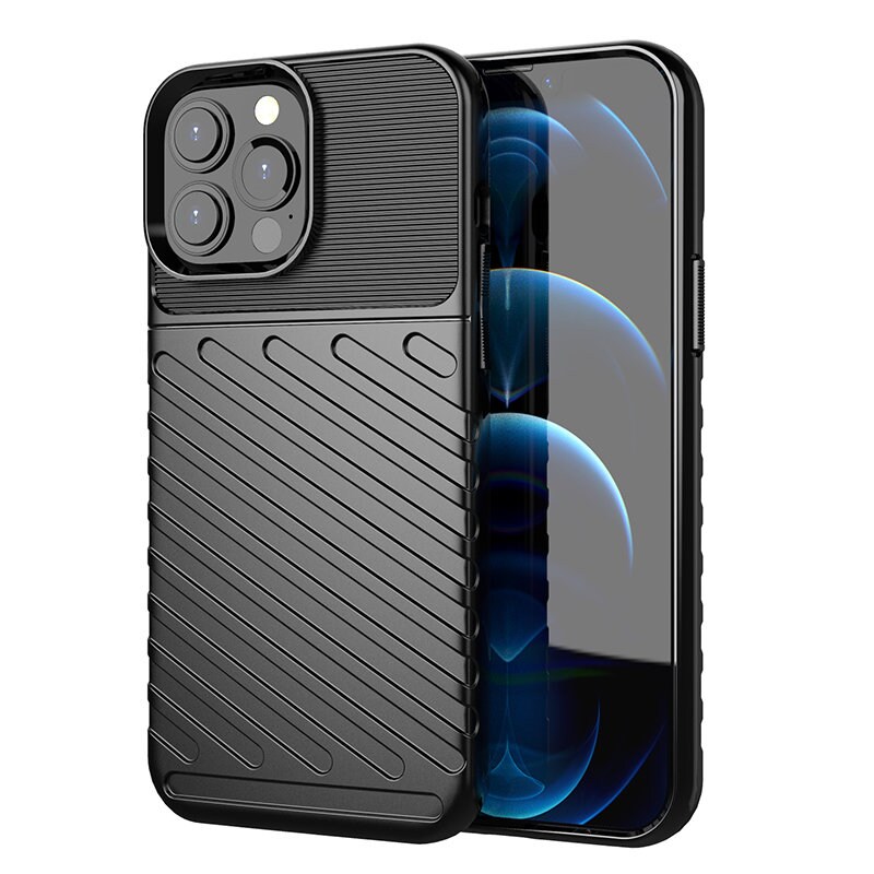 Thunder Case fleksibelt, robust TPU-deksel for iPhone 13 Pro Max svart