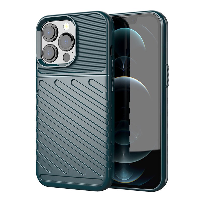 Thunder Case fleksibelt, robust TPU-deksel for iPhone 13 Pro grønn