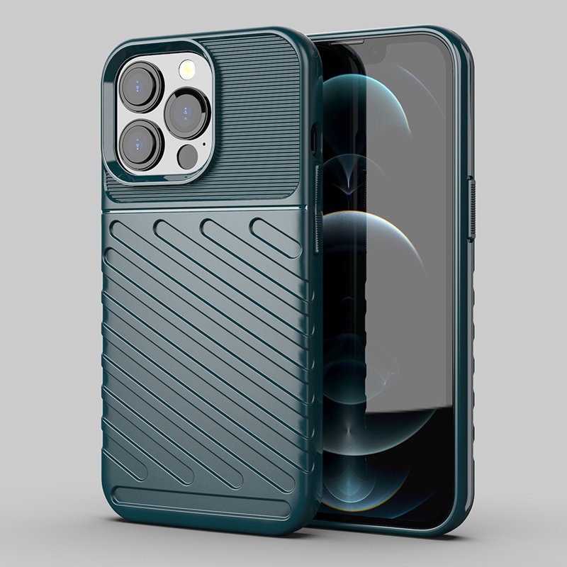Thunder Case fleksibelt, robust TPU-deksel for iPhone 13 Pro grønn