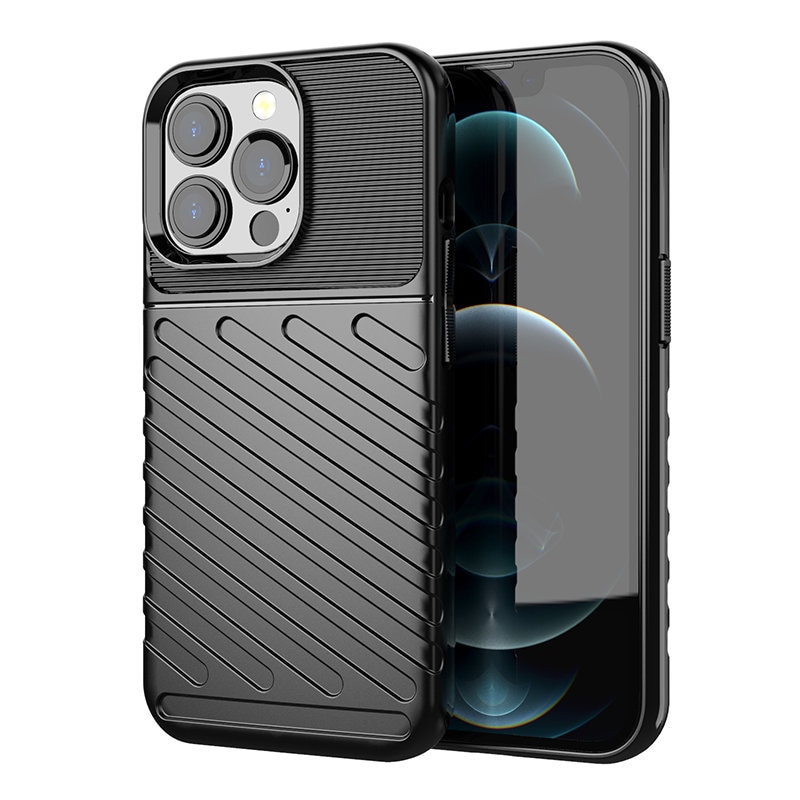 Thunder Case fleksibelt, robust TPU-deksel for iPhone 13 Pro svart