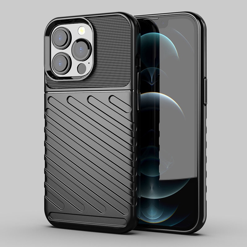 Thunder Case fleksibelt, robust TPU-deksel for iPhone 13 Pro svart