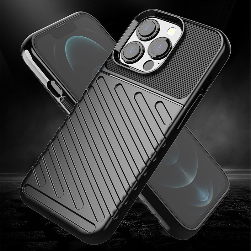 Thunder Case fleksibelt, robust TPU-deksel for iPhone 13 Pro svart