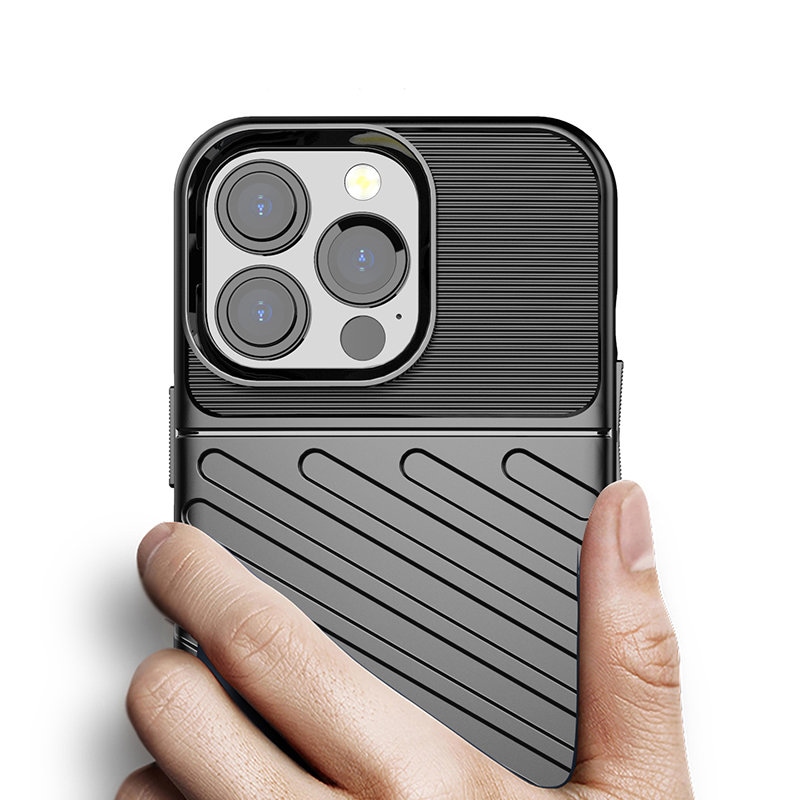 Thunder Case fleksibelt, robust TPU-deksel for iPhone 13 Pro svart