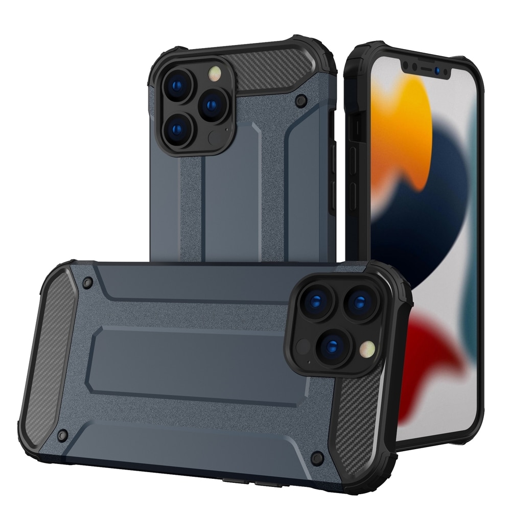 Hybrid Armor Case Tough Rugged Cover for iPhone 13 Pro blå