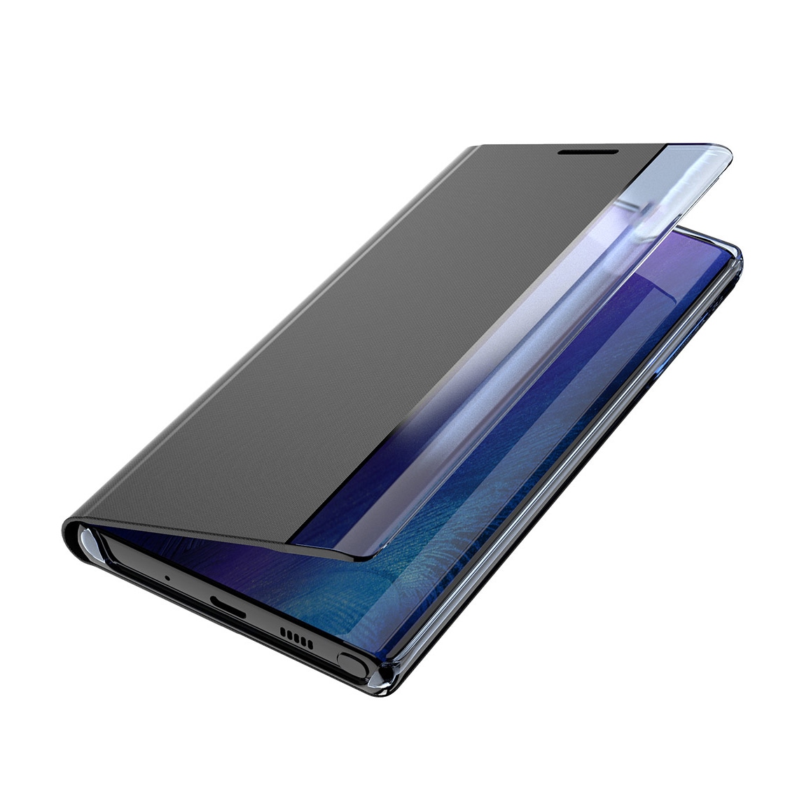 Sleep Case Bookcase-etui med smart vindu for iPhone 13 Pro svart