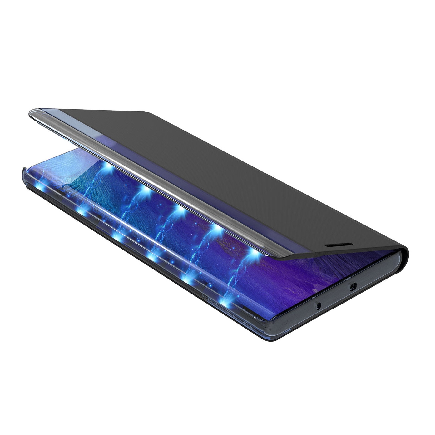 Sleep Case Bookcase-etui med smart vindu for iPhone 13 Pro blå
