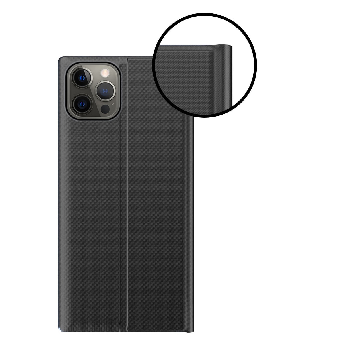 Sleep Case Bookcase-etui med smart vindu for iPhone 13 Pro rosa