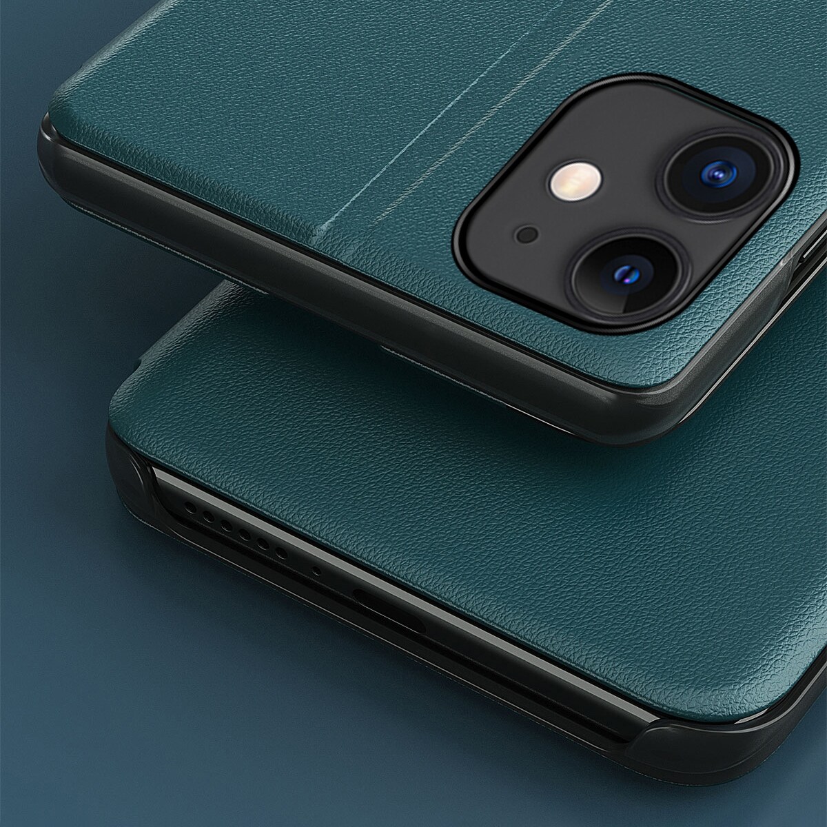 Eco Leather View Case elegant bokhylle-etui med kickstand for iPhone 13 Pro lilla