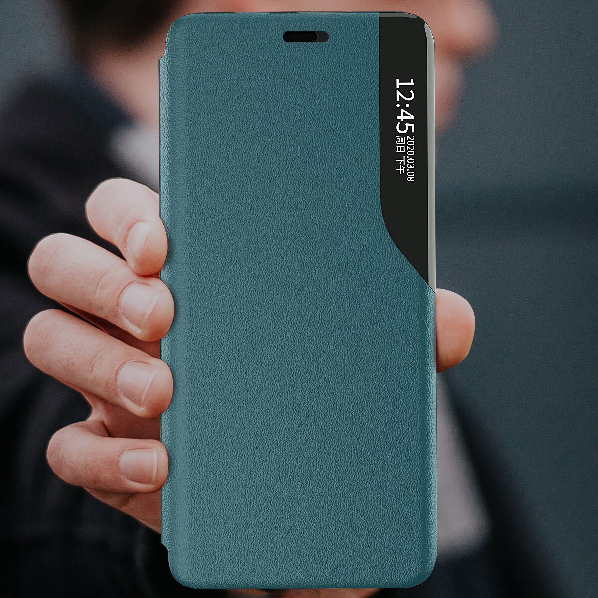 Eco Leather View Case elegant bokhylle-etui med kickstand for iPhone 13 Pro lilla