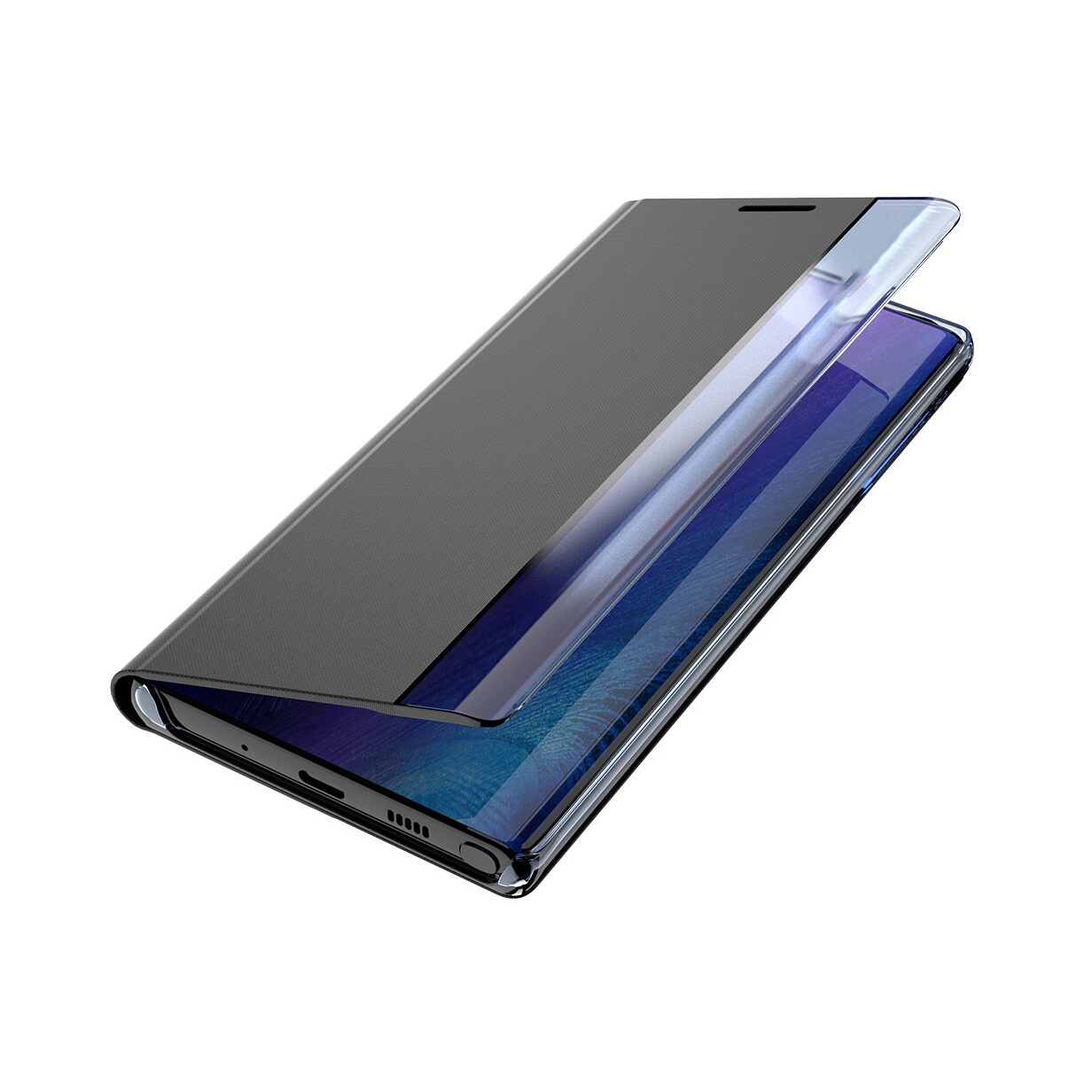 Sleep Case Bookcase Bookcase Type Case med smart vindu for iPhone 13 mini blå