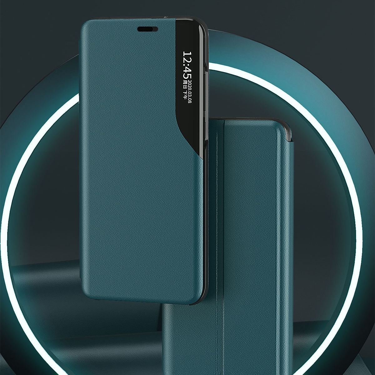 Eco Leather View Case elegant bokhylle-etui med kickstand for iPhone 13 mini oransje