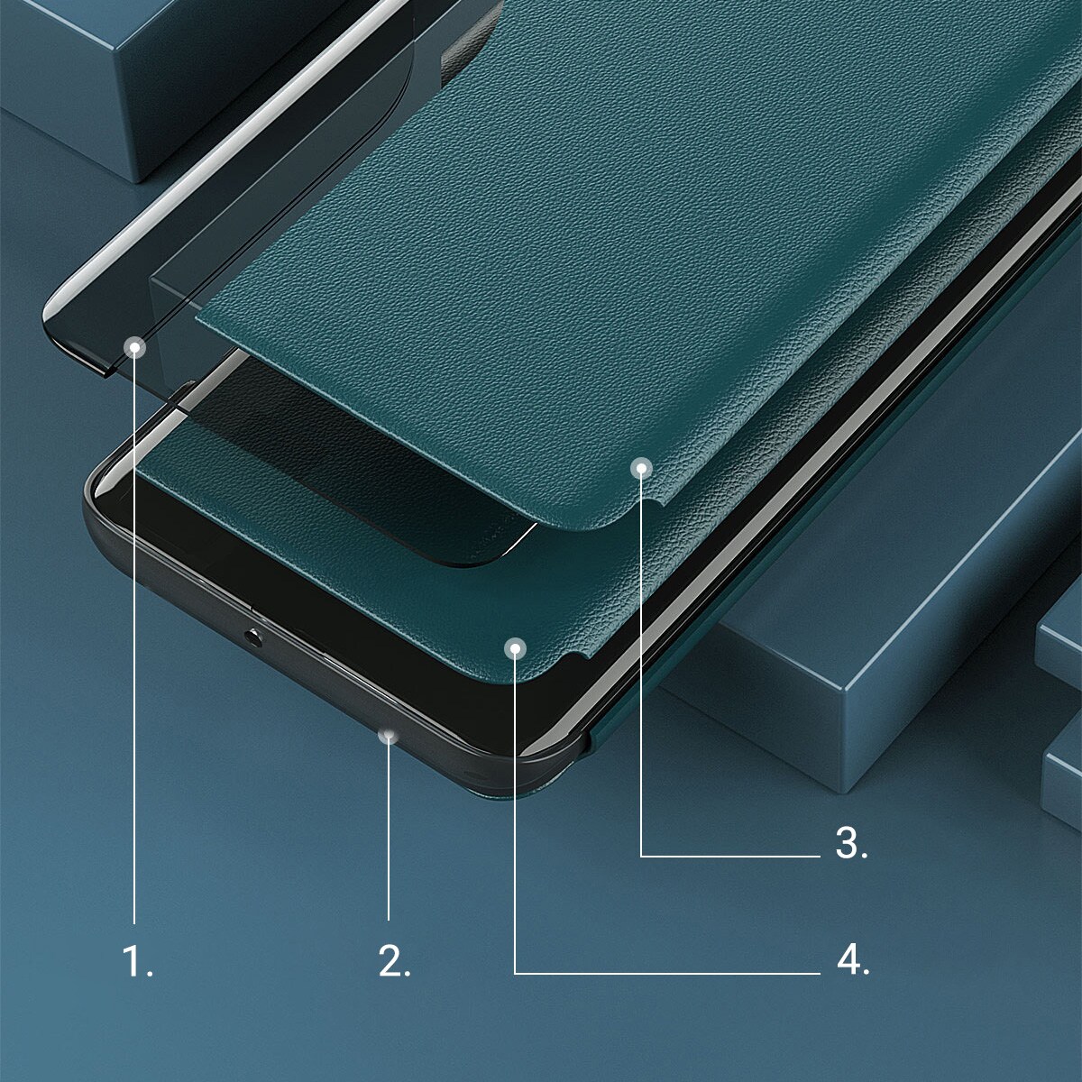 Eco Leather View Case elegant bokhylleveske med kickstand for iPhone 13 mini lilla