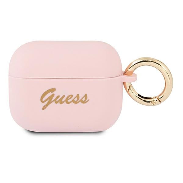 Guess GUAPSSSI AirPods Pro-deksel rosa/rosa Silikon Vintage Script
