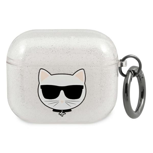 Karl Lagerfeld Glitter Choupette-etui for AirPods 3 - sølv