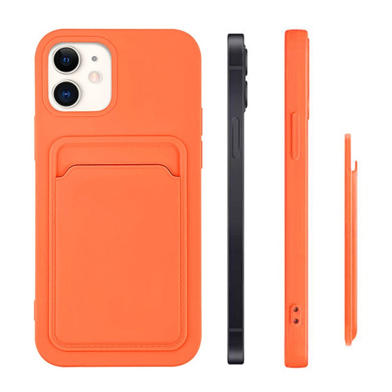 Kortveske Silikon lommebok lommebok med kortspor dokumenter for iPhone 12 Pro Max Orange
