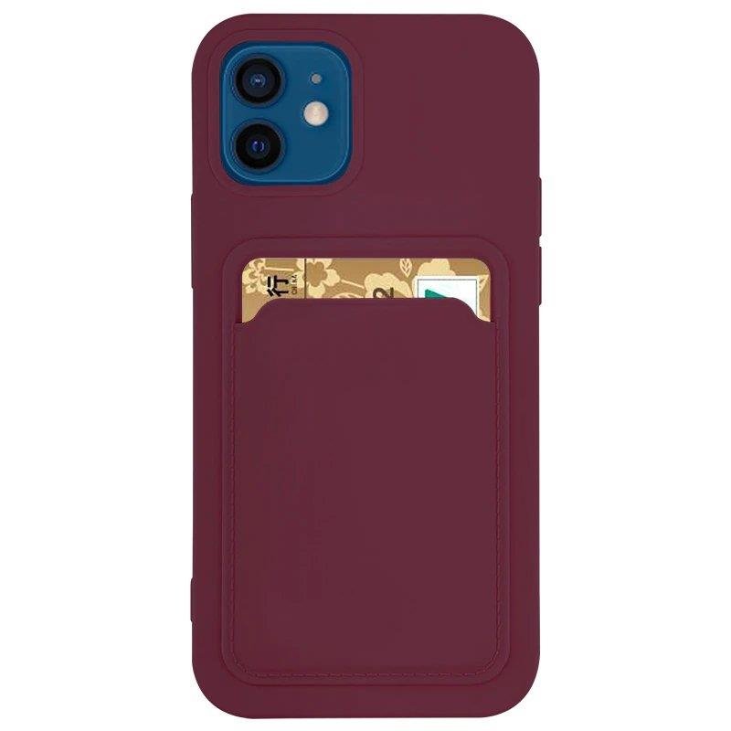 Kortveske Silikon lommebok med kortspor for Xiaomi Redmi 10X 4G/Note 9 Burgundy