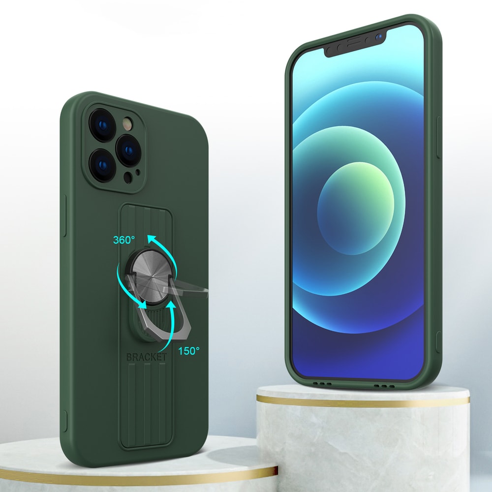 Ring Case silikonetui med fingergrep og stativ til iPhone 12 Pro Max mint