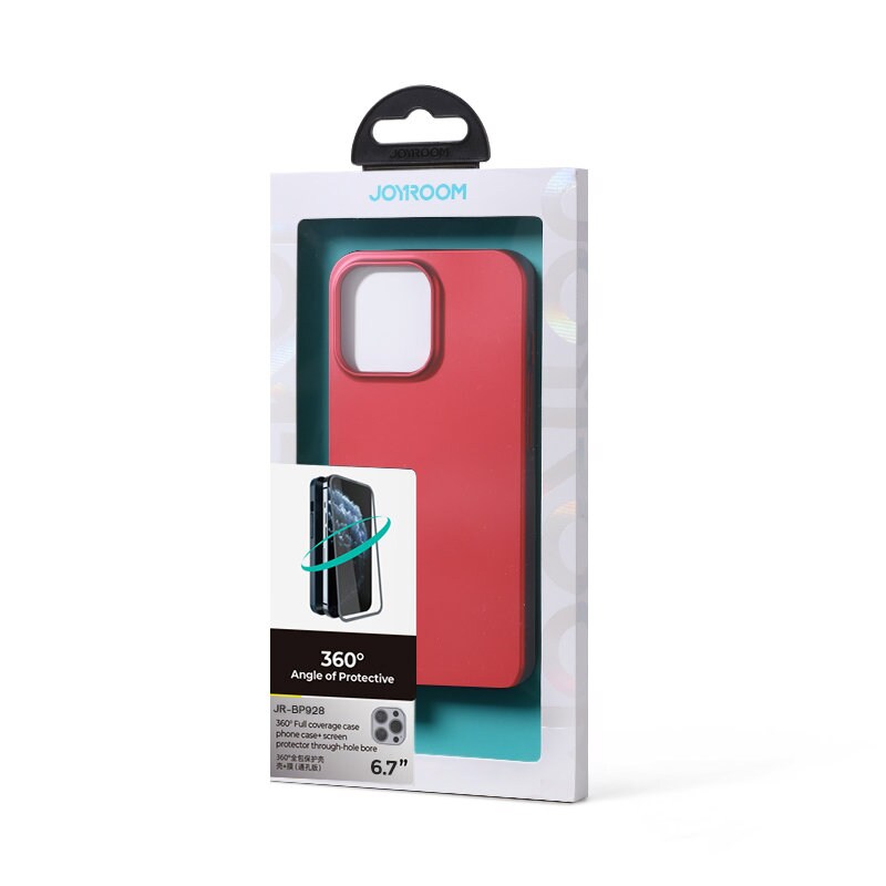 Joyroom 360 Fullt deksel for iPhone 13 Pro Max + herdet glass skjermbeskytter rød (JR-BP928)