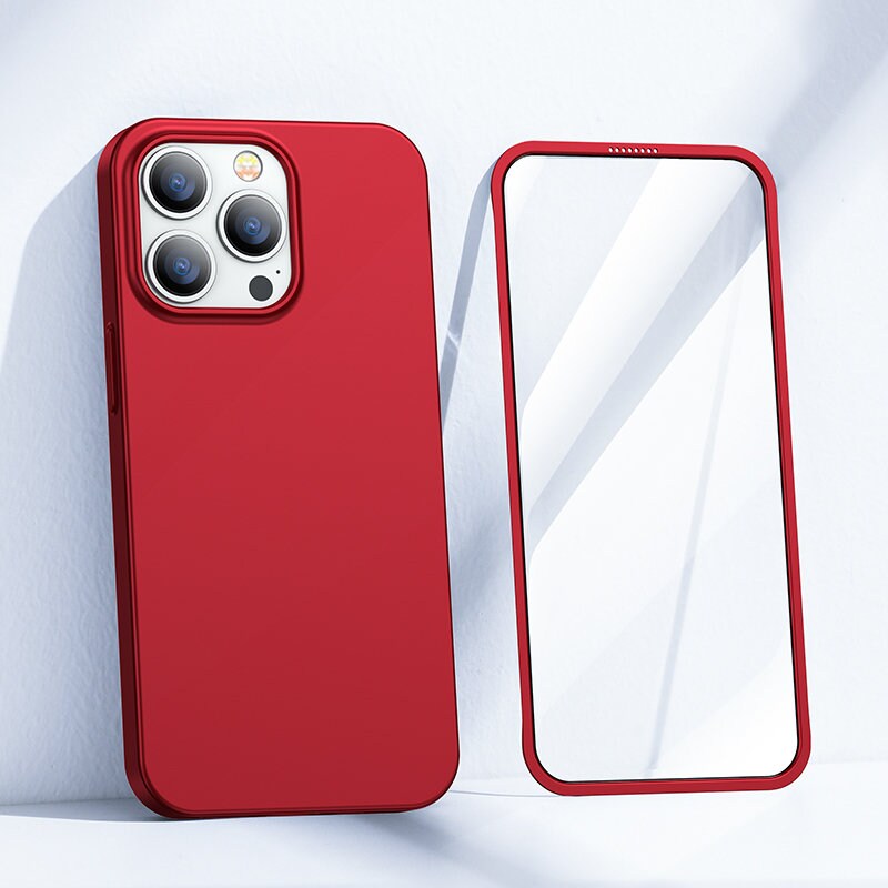 Joyroom 360 Fullt deksel for iPhone 13 Pro Max + herdet glass skjermbeskytter rød (JR-BP928)