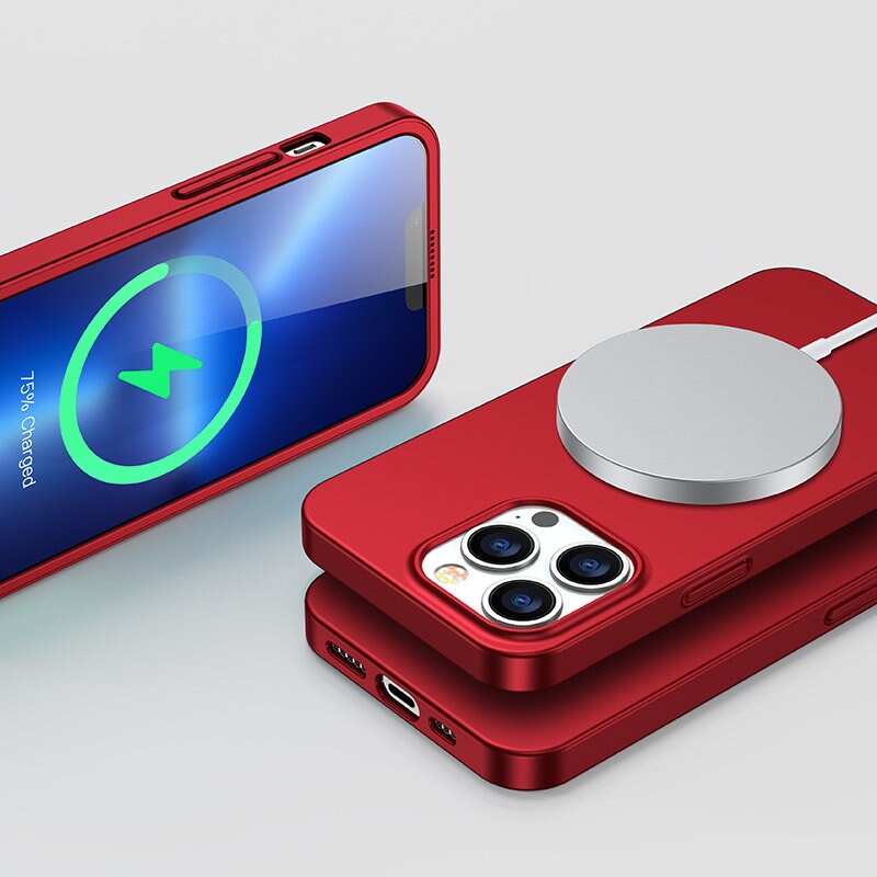 Joyroom 360 Fullt deksel for iPhone 13 Pro Max + herdet glass skjermbeskytter rød (JR-BP928)