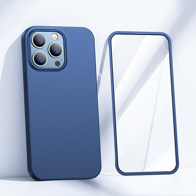 Joyroom 360 Fullt dekksel foran og bak for iPhone 13 Pro Max + herdet glass skjermbeskytter blå