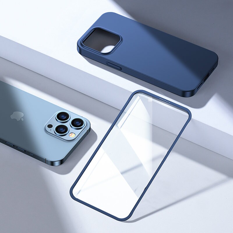 Joyroom 360 Fullt dekksel foran og bak for iPhone 13 Pro Max + herdet glass skjermbeskytter blå