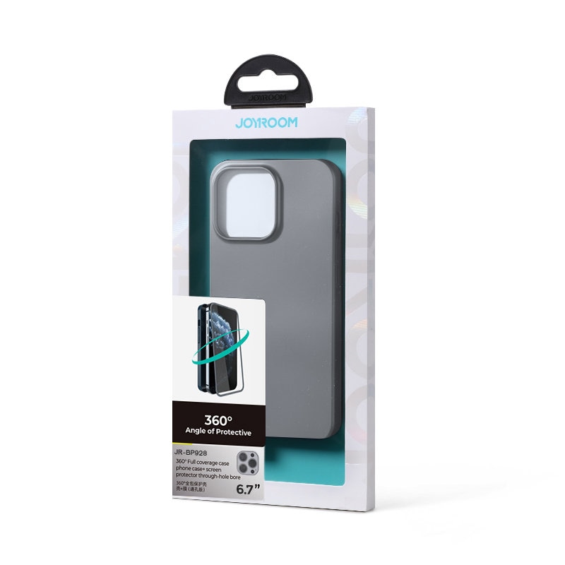 Joyroom 360 full dekselet foran og bak for iPhone 13 Pro Max + herdet glass skjermbeskytter grå